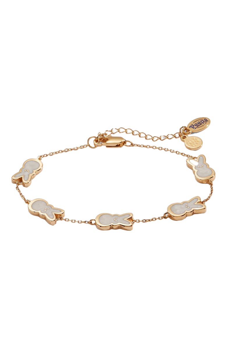 Alex and Ani Peeps<sup>®</sup> Pearlized Bunny Bracelet, Main, color, Gold