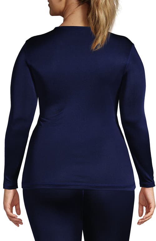 Lands' End Silk Interlock Long Sleeve Crewneck Long Underwear Top In Blue