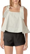 English Factory Bow Shoulder Sleeveless Cotton Top