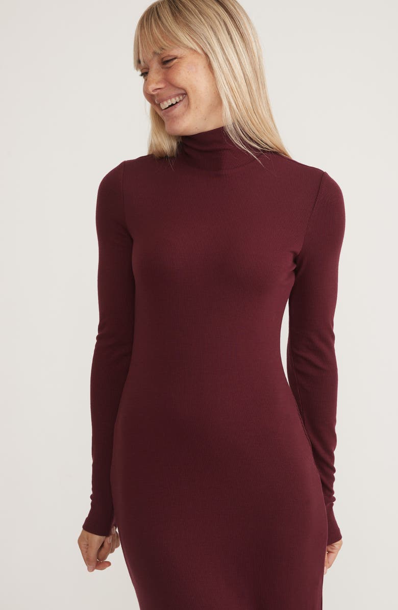Marine Layer Lexi Rib Long Sleeve Turtleneck Dress, Alternate, color, 