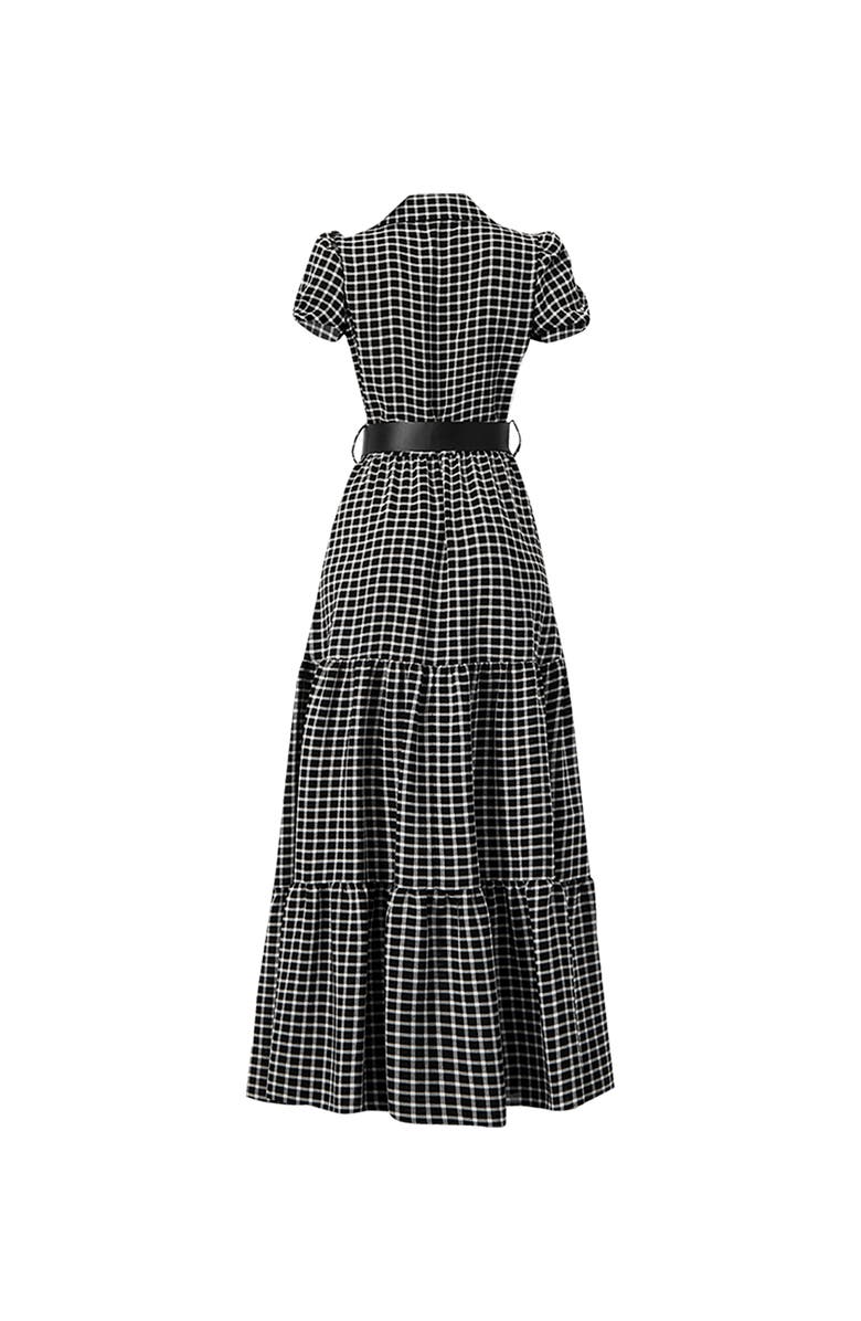 IVONNE Check Maxi Dress with Puff Sleeves, Alternate, color, Black