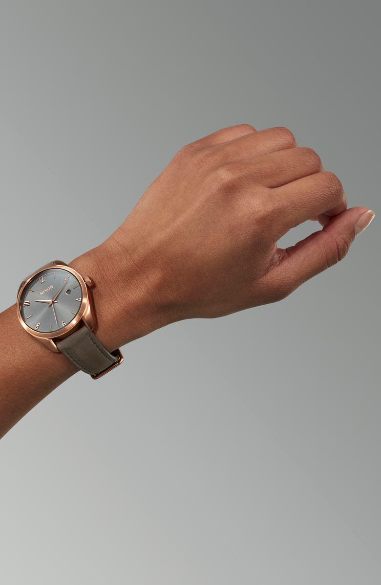 Nixon Thalia Leather Strap Watch, 38mm, Alternate, color,