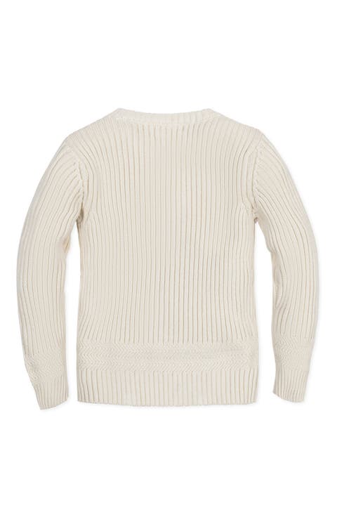 Boys' Organic Herringbone Detail Crew Neck Sweater, Kids