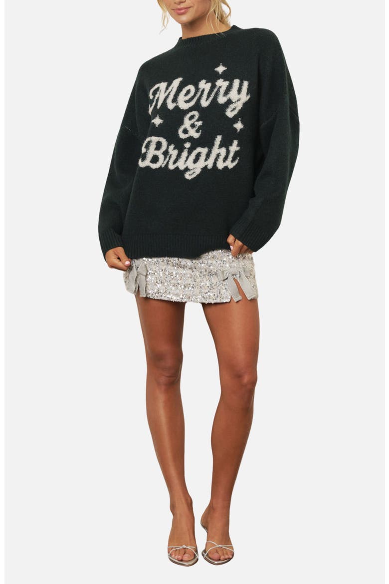 Merry & Bright Mock Neck Sweater, Alternate, color, HUNTER GREEN