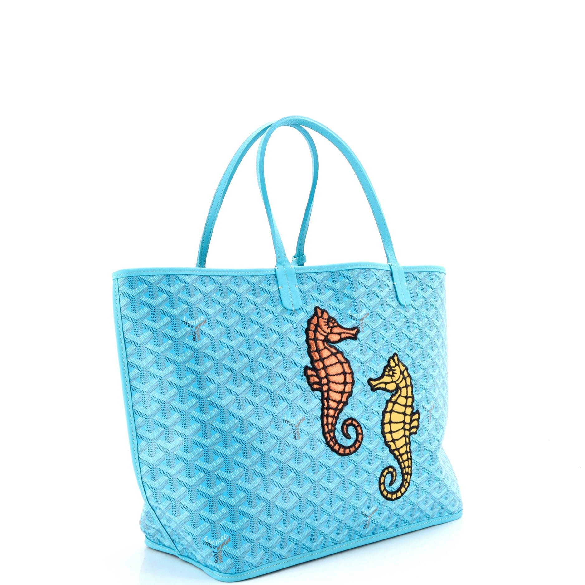 Pre-Owned Goyard Anjou Reversible Tote Printed Coated Canvas PM, Alternate, color, Blue