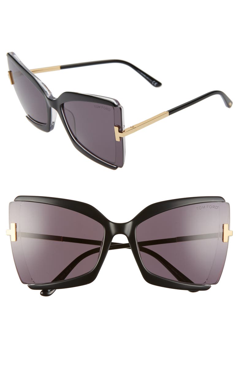 TOM FORD Gia 63mm Oversize Butterfly Sunglasses, Main, color,