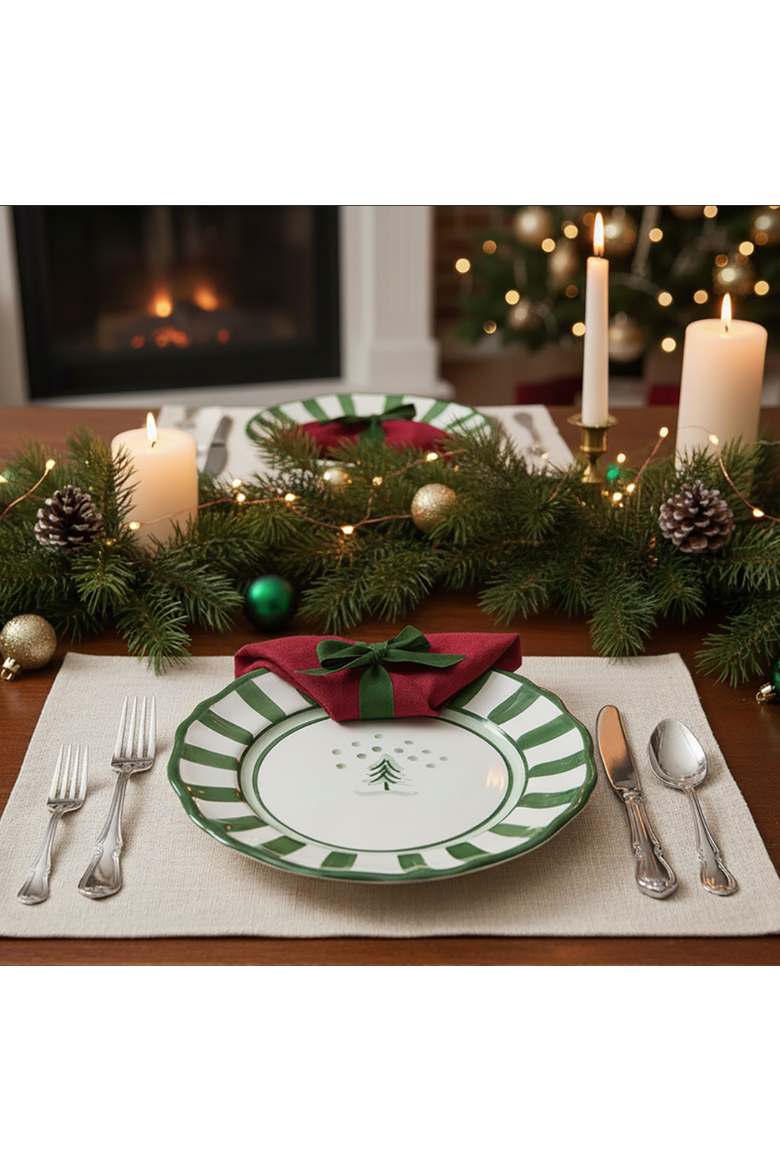 Allegro, Green - Dinner Plate, Alternate, color, White