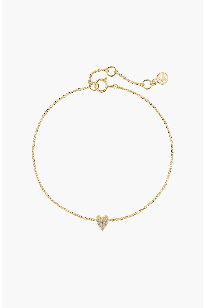 Mini Heart Pavé Diamond Bracelet, Alternate, color, Yellow Gold