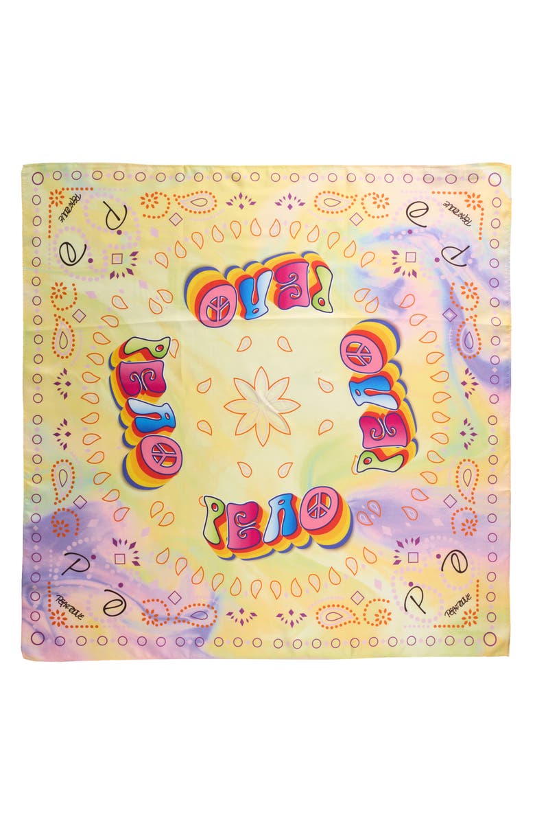PEA N OLIVE Peace Tie Dye Silk Scarf, Alternate, color, 