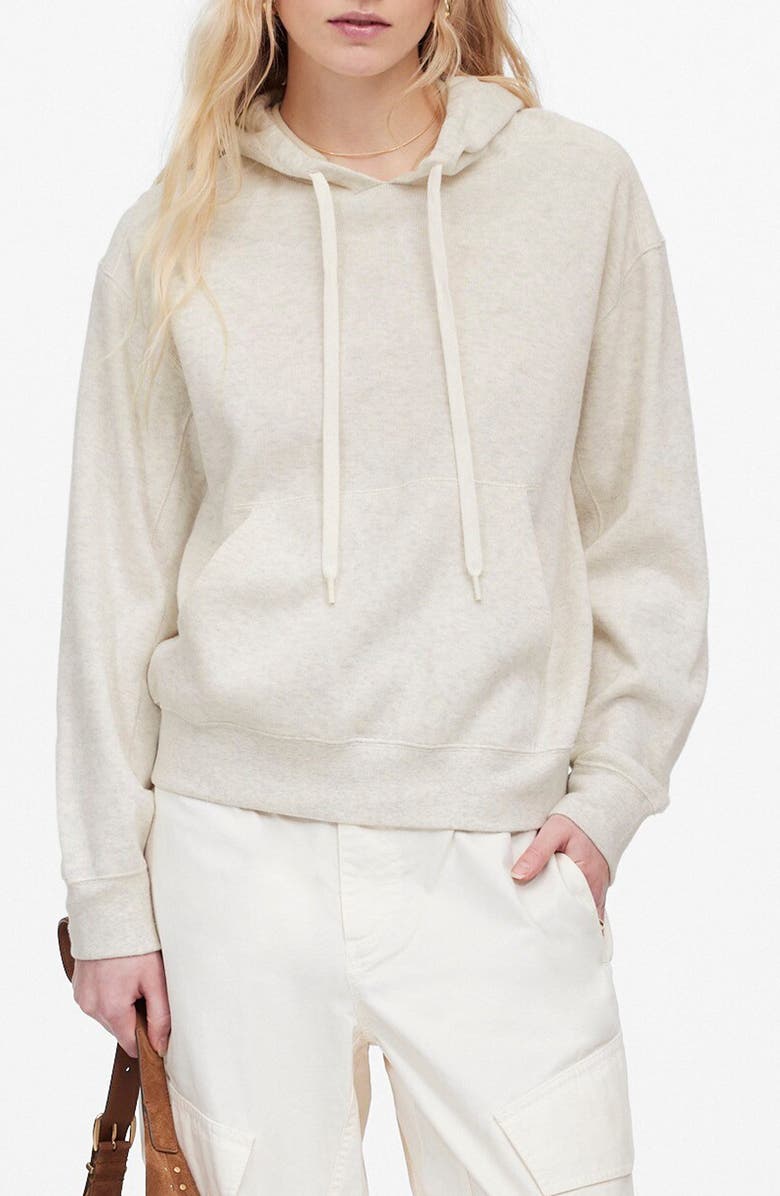 Madewell Heathered Hooded Sweatshirt, Main, color, Heather Vintage Ivory
