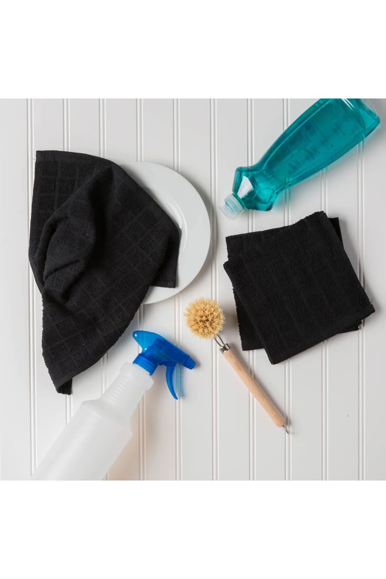 Solid Windowpane Terry Dishcloth Set/6, Alternate, color, Black