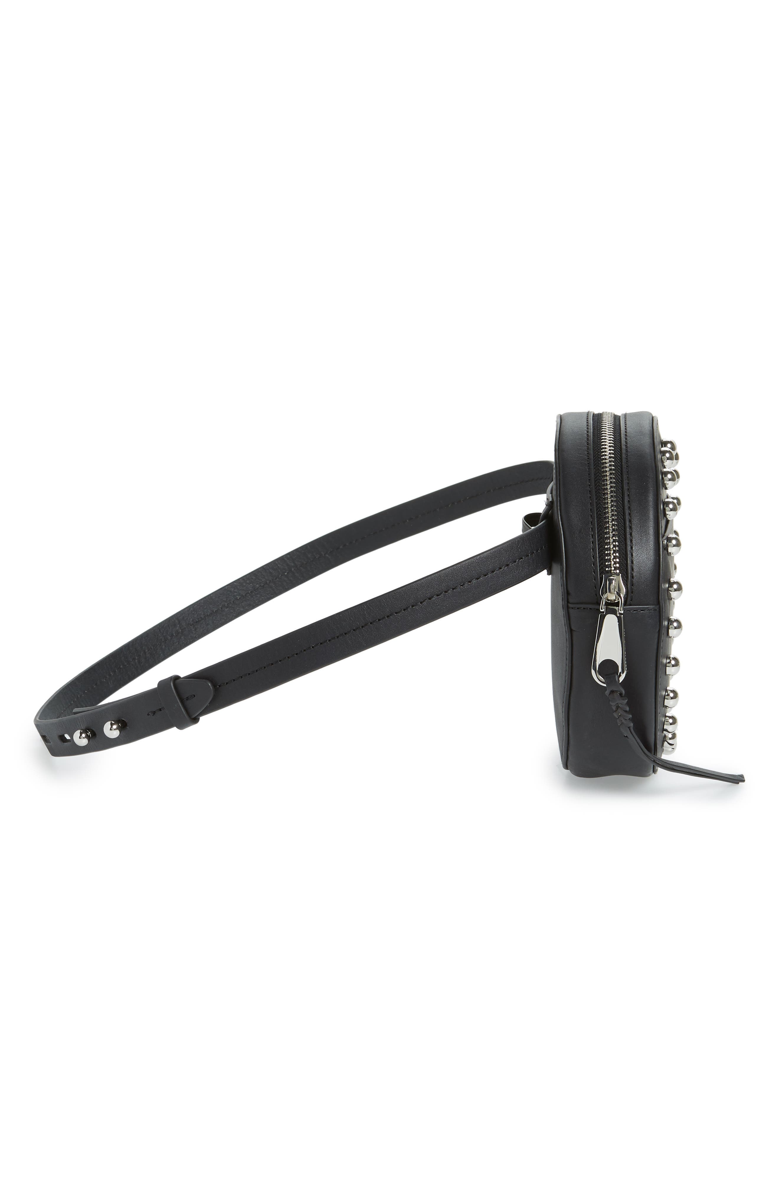 Studded Leather Belt Bag, Alternate, color, BLACK/ POL NICKEL