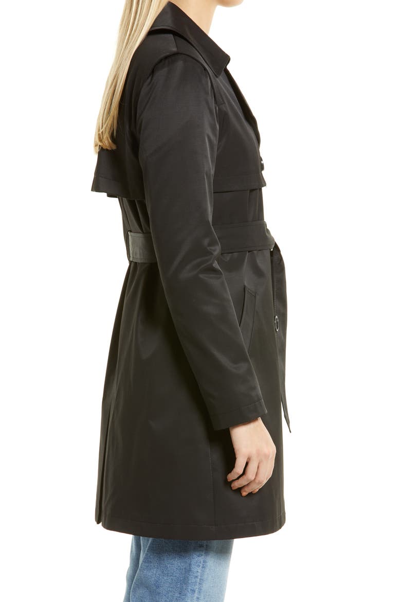 Water Repellent Trench Coat, Alternate, color, BLACK