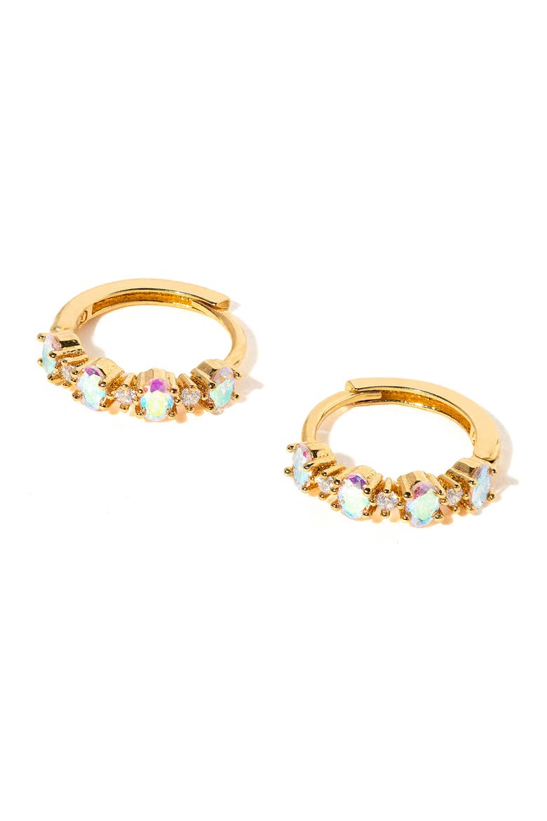 Iridescent Galaxy Huggie Hoope Earrings, Alternate, color, GOLD