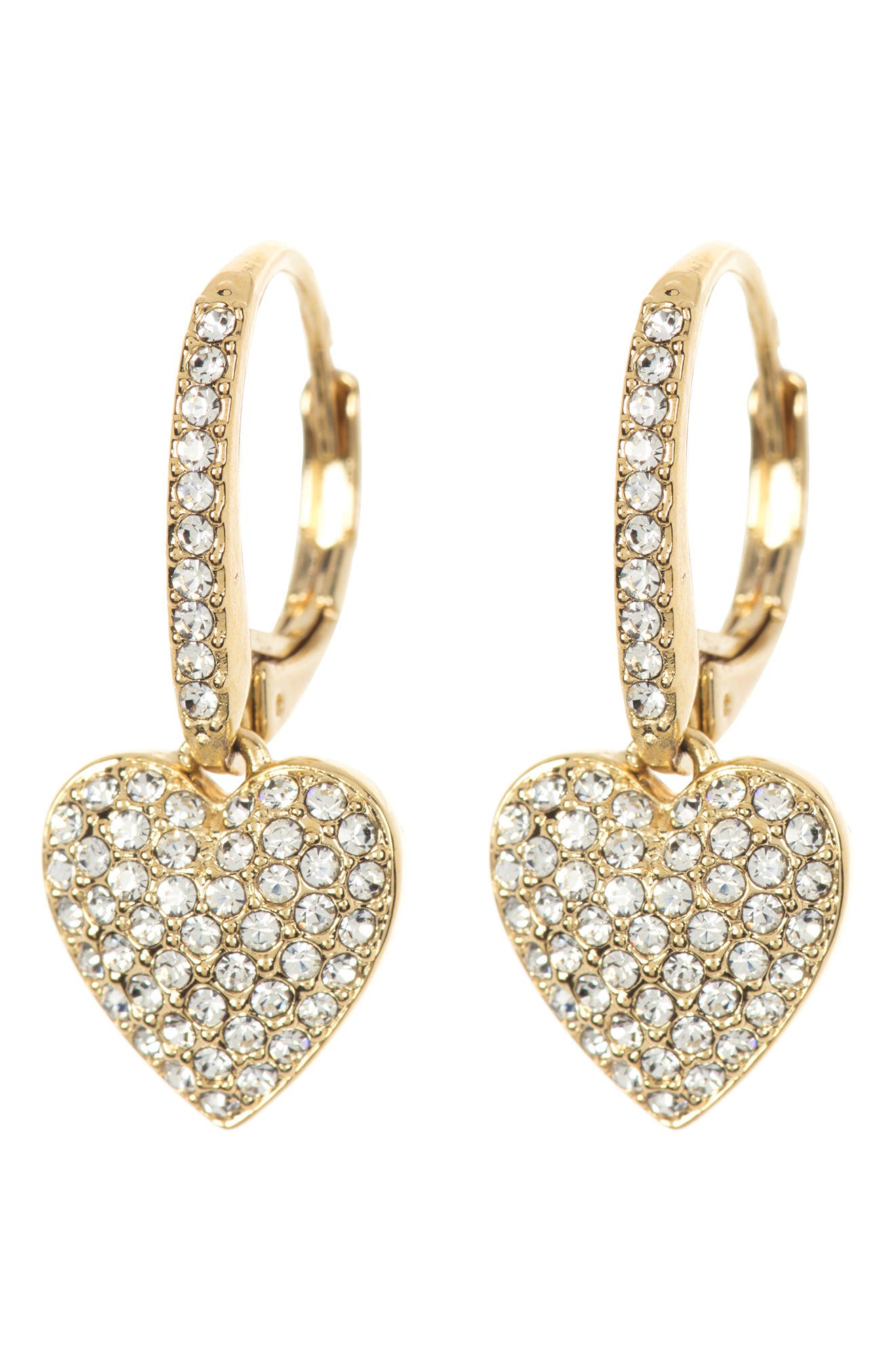 Pavé CZ Heart Drop Leverback Earrings