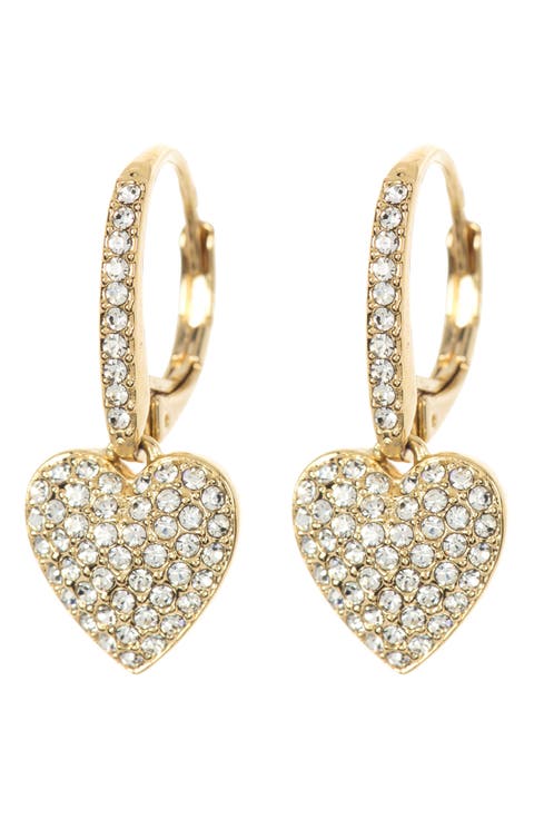 Pavé CZ Heart Drop Leverback Earrings
