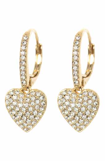 Pavé CZ Heart Drop Leverback Earrings
