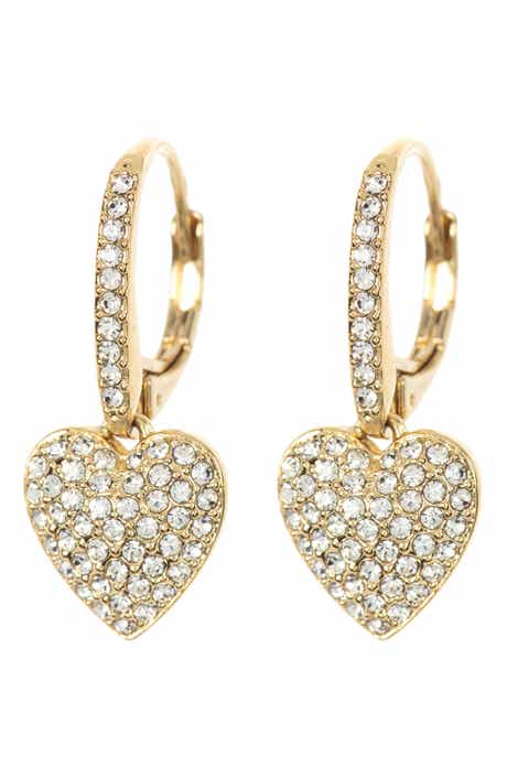 Pavé CZ Heart Drop Leverback Earrings