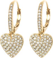 Nadri Pavé CZ Heart Drop Leverback Earrings