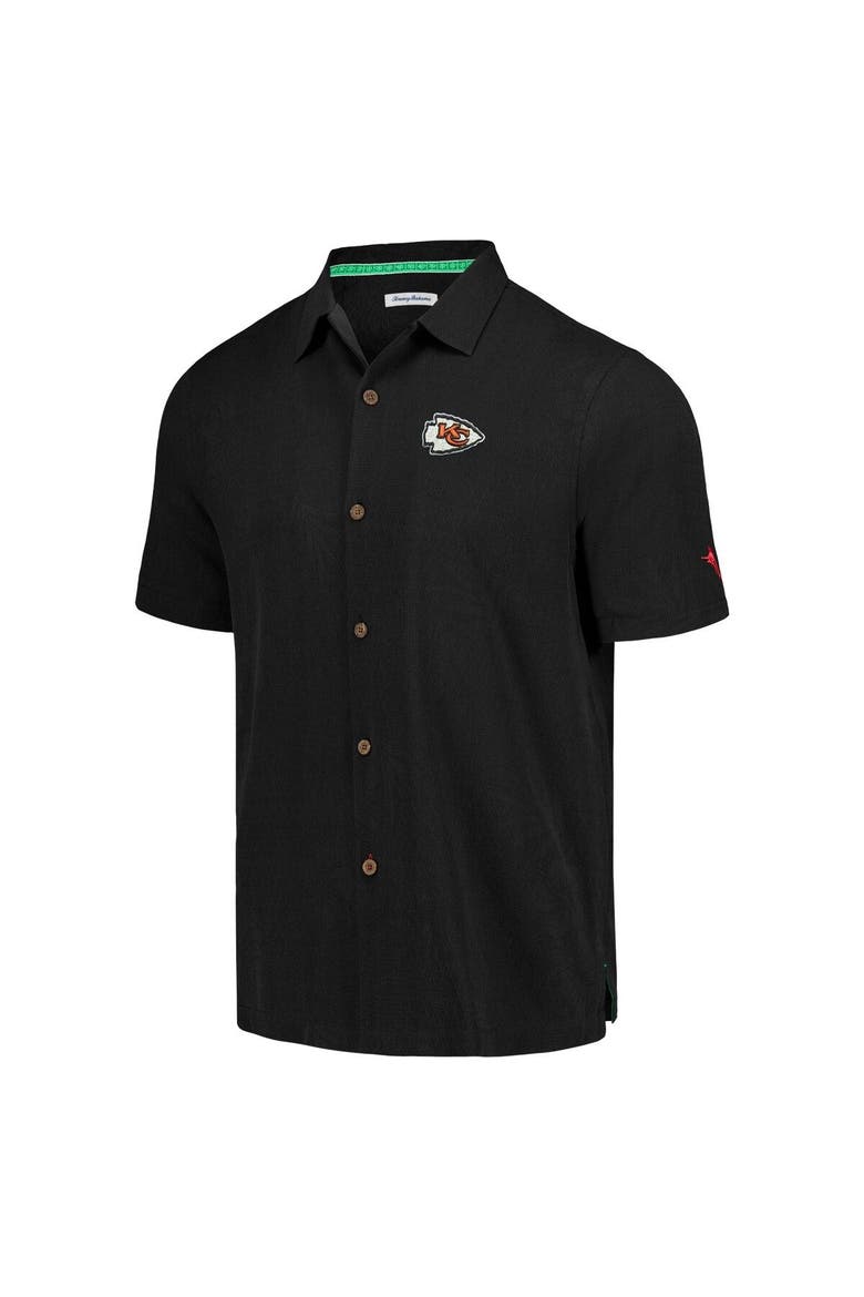 Men's Tommy Bahama Black Kansas City Chiefs Tidal Kickoff Camp Button-Up Shirt, Alternate, color, Black