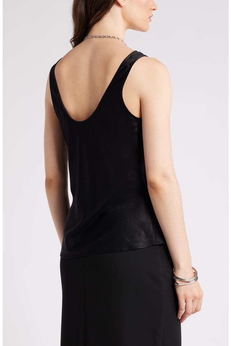 Satin Scoop Neck Tank, Alternate, color, BLACK