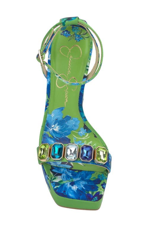 Jessica Simpson Callirah Ankle Strap Platform Sandal In Blue Green