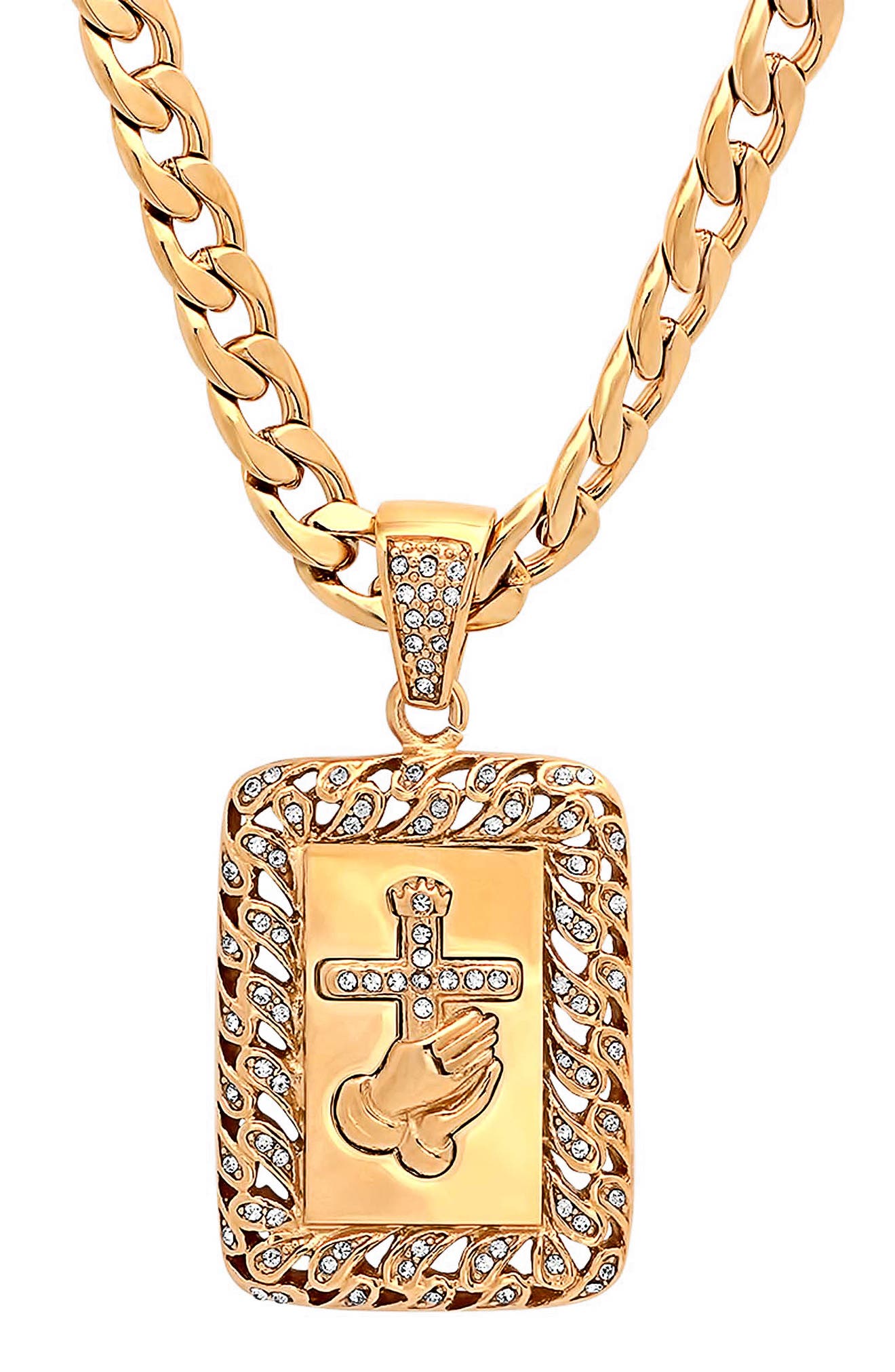 Men's Cubic Zirconia Dog Tag Pendant Necklace