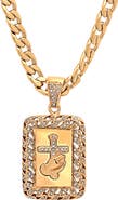 STEELTIME Men's Cubic Zirconia Dog Tag Pendant Necklace