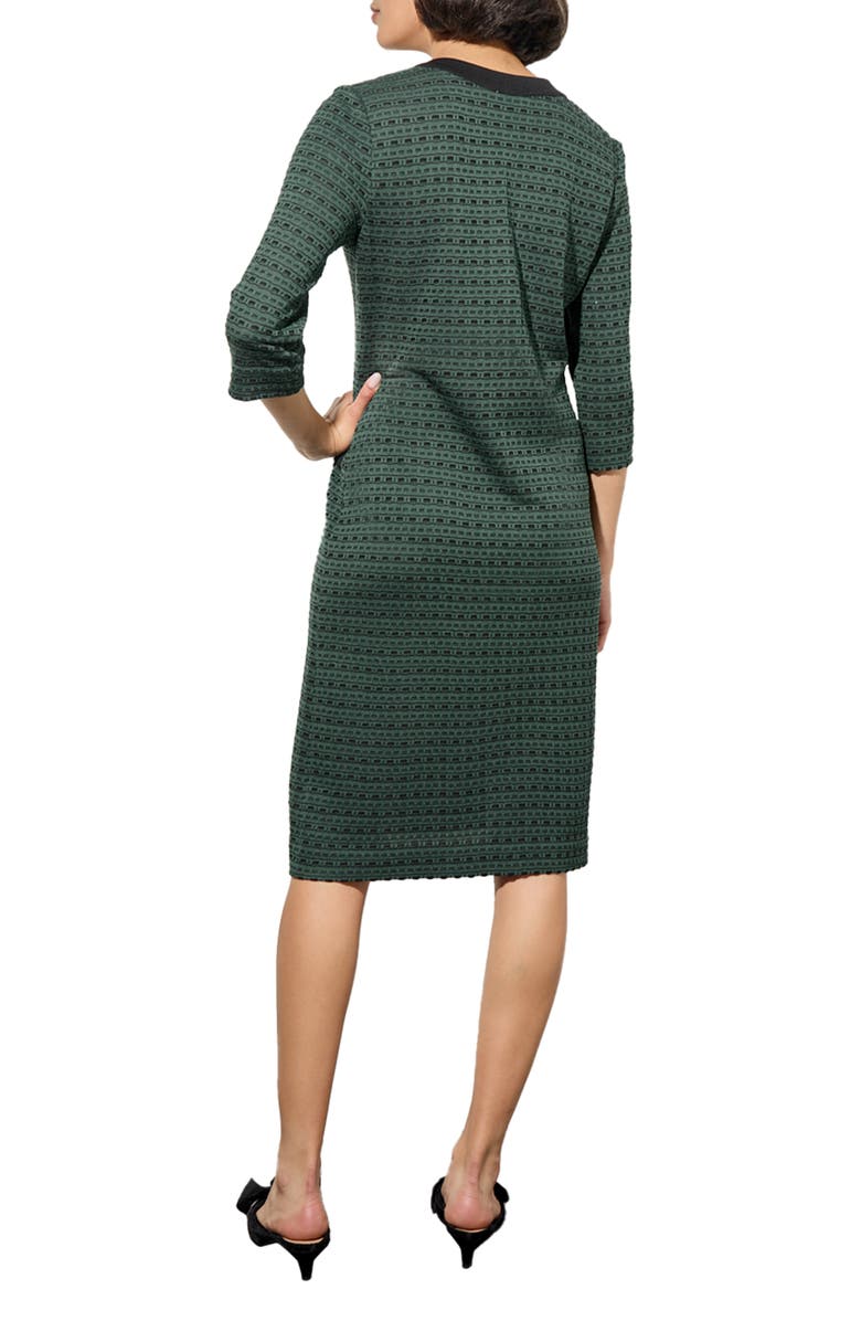 Ming Wang Button Front V-Neck Elbow Sleeve Knit Dress, Alternate, color, 