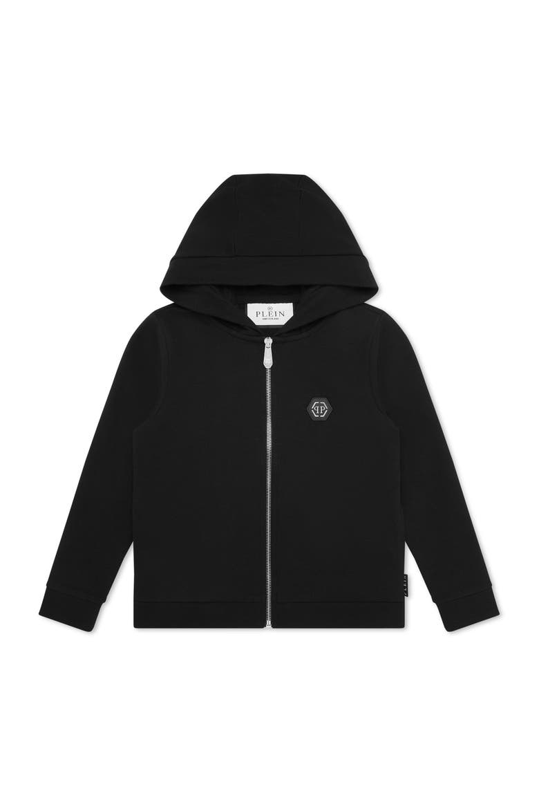 Hoodie Sweatjacket Hexagon Boy, Main, color, black