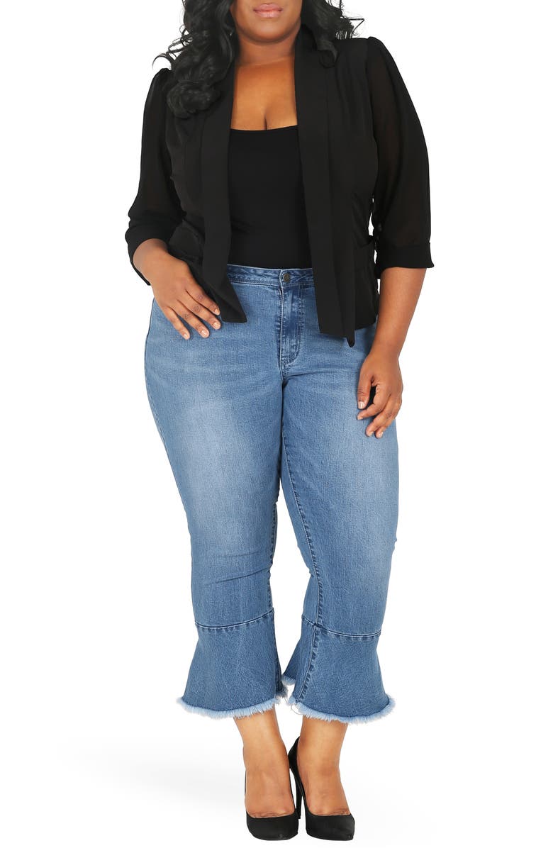 Poetic Justice Kesha Ruffle Skinny Jeans, Alternate, color, 