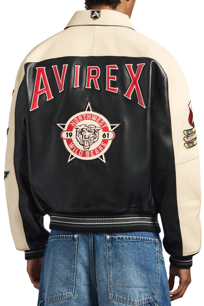 Northwest Wild Bears Leather Jacket, Alternate, color, BLACK
