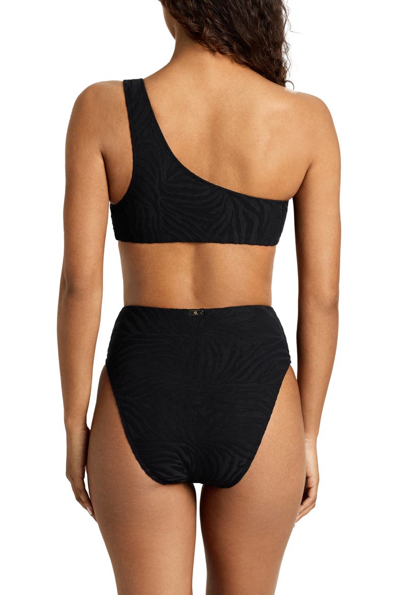 Ring One-Shoulder Bikini Top, Alternate, color, BLACK