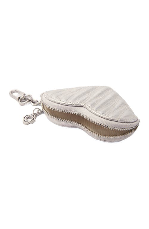 Maje Quilted Metallic Heart Purse In Silver