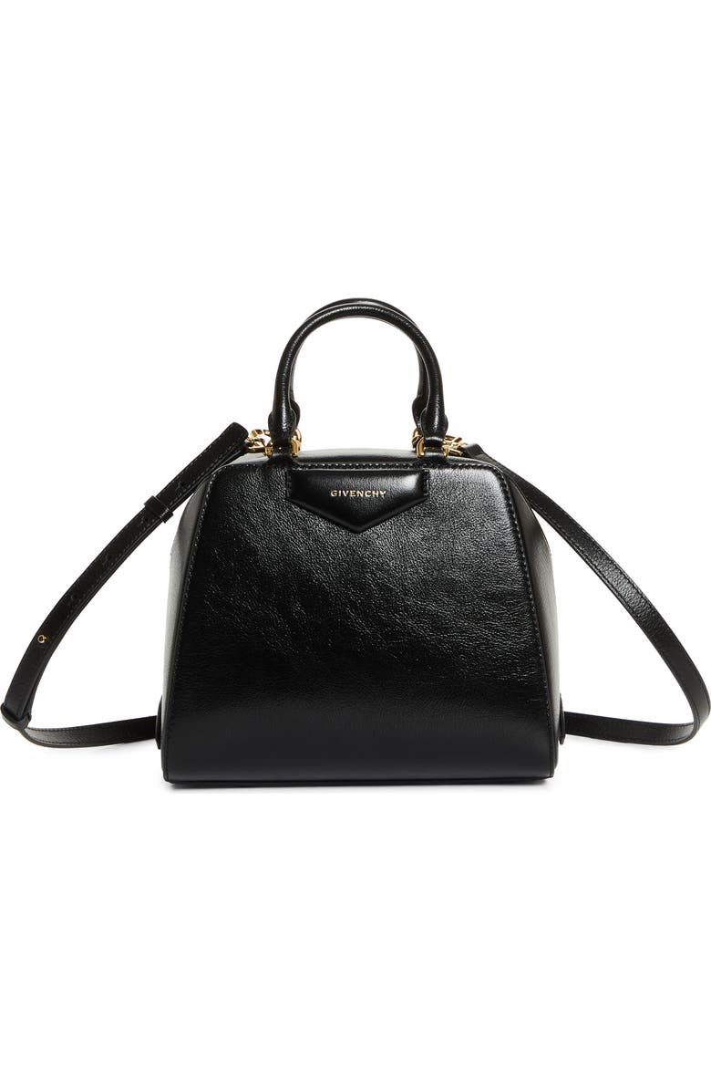 Givenchy Mini Antigona Cube Leather Crossbody Bag, Main, color, Black