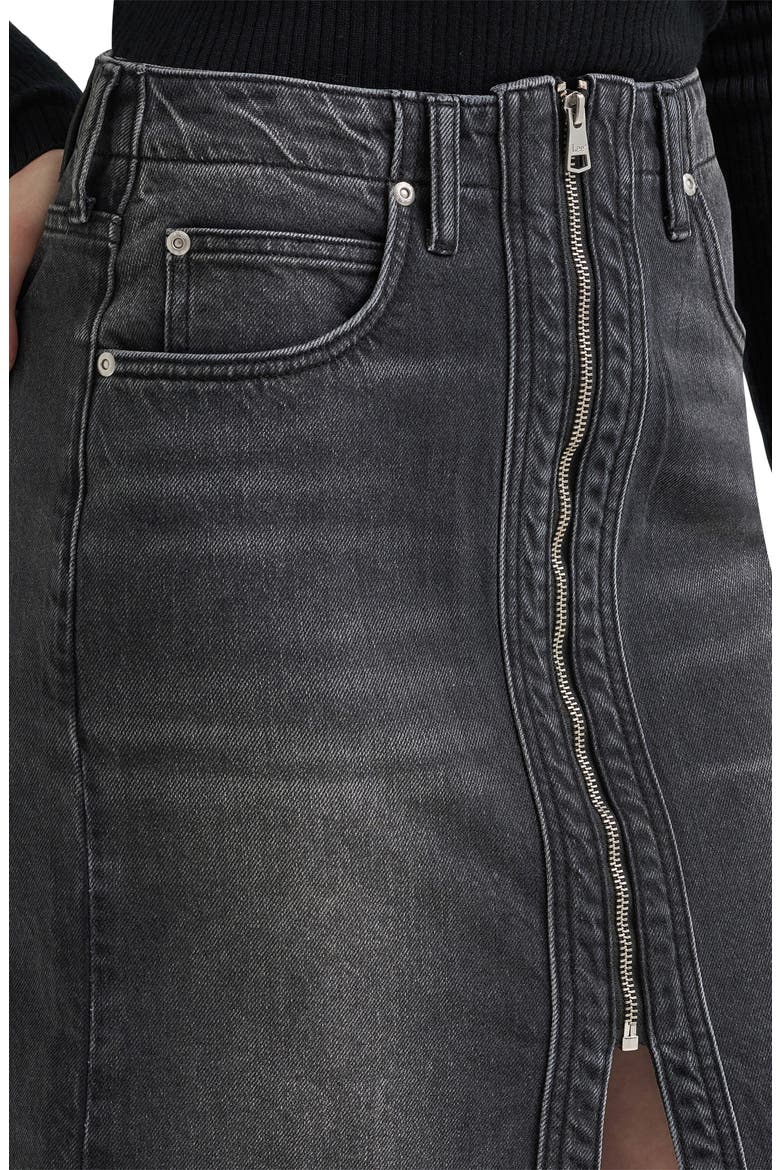 Zip Front Denim Skirt, Alternate, color, CHARRED BLACK