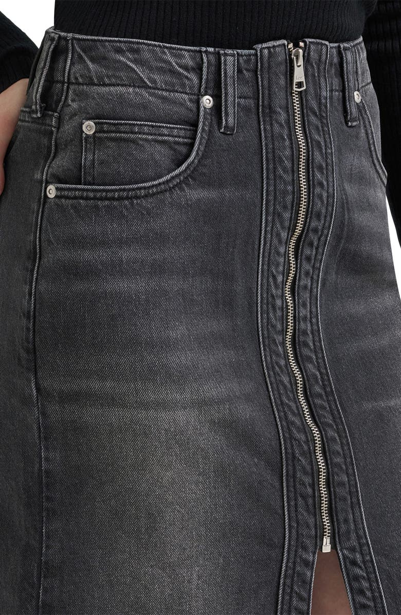 Lee Zip Front Denim Skirt, Alternate, color, Charred Black