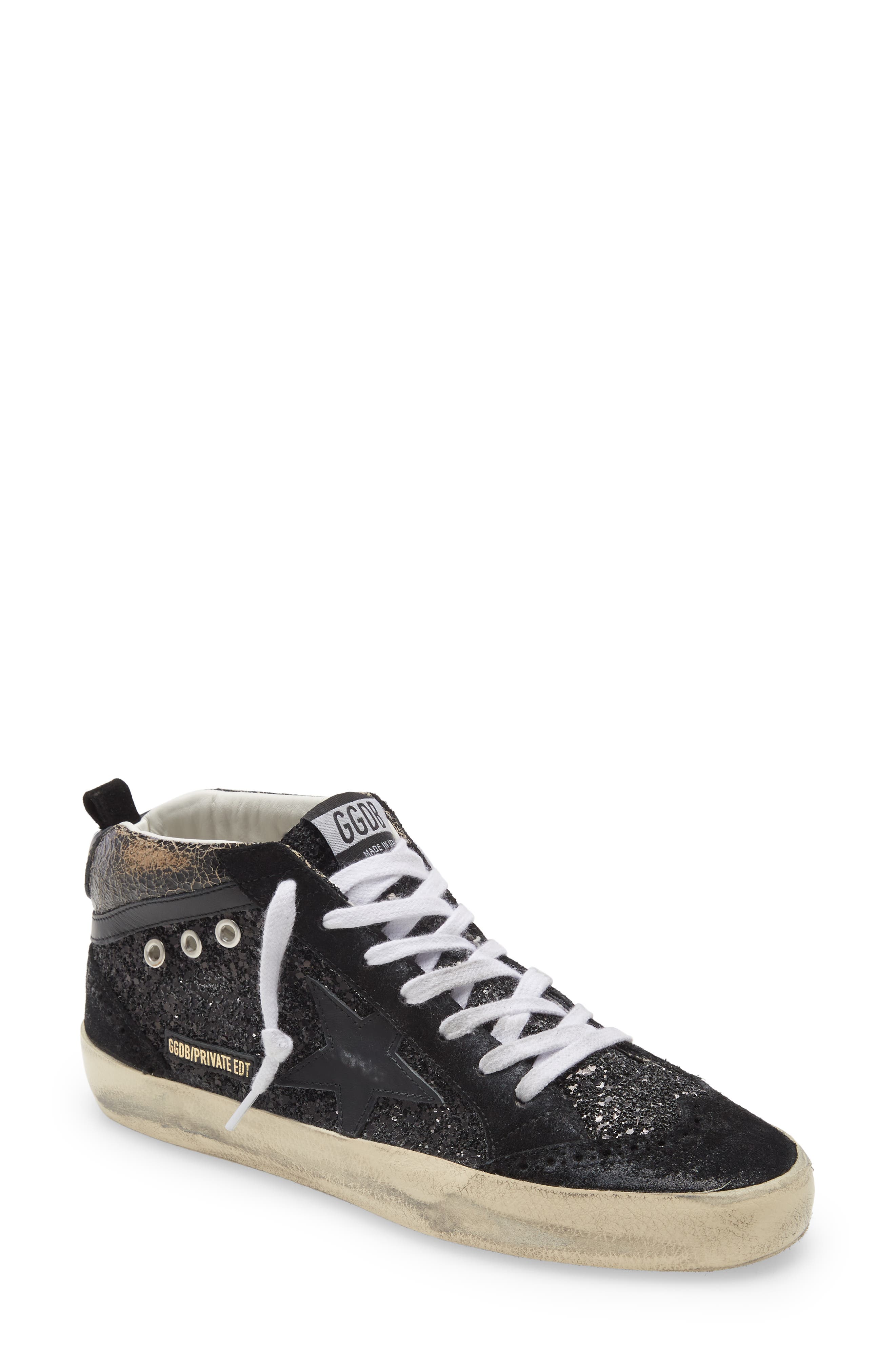 Golden Goose Mid Star Glitter Sneaker, Main, color, 