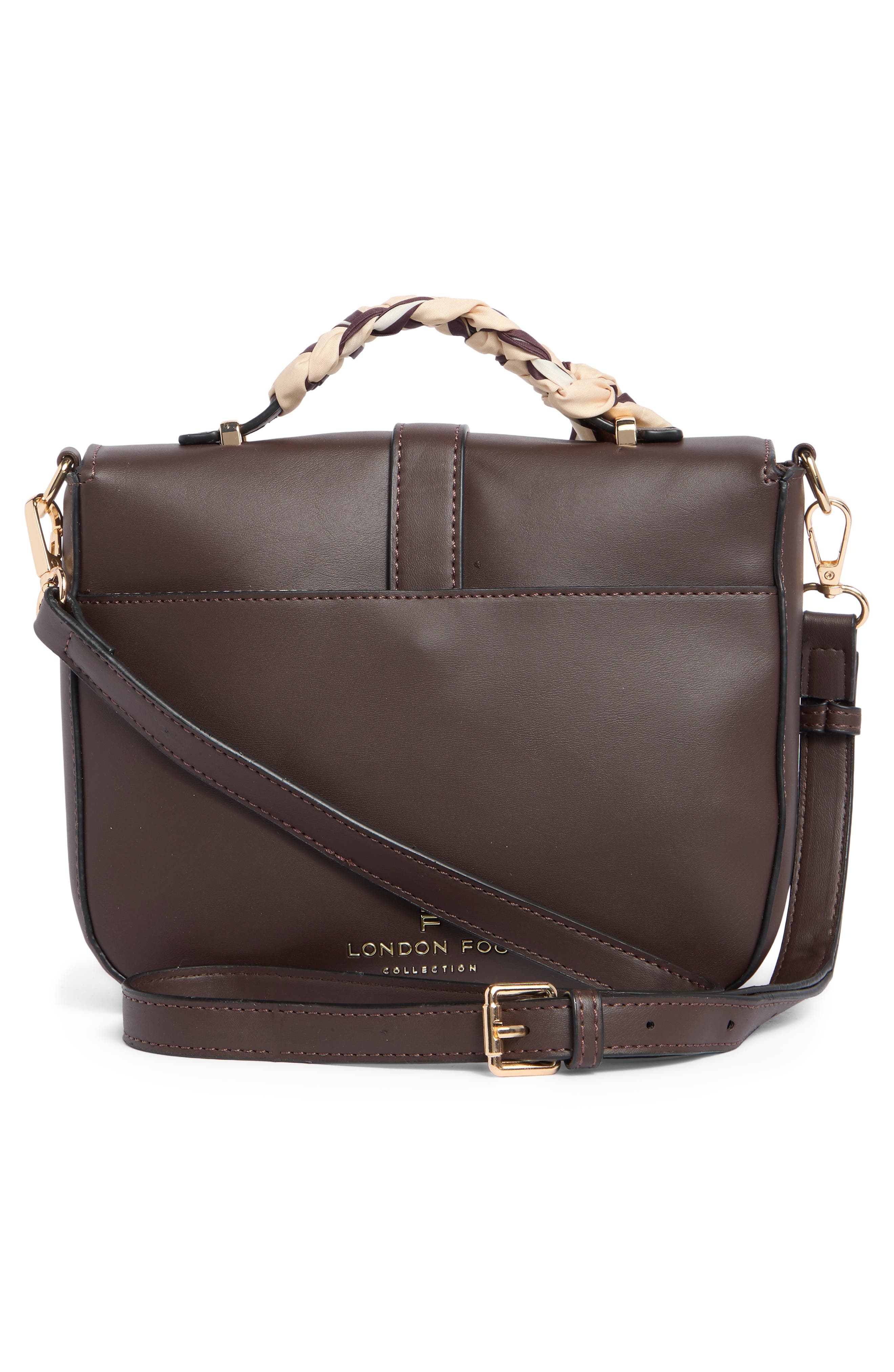 Scarf Handle Faux Leather Crossbody Bag, Alternate, color, CHOCOLATE