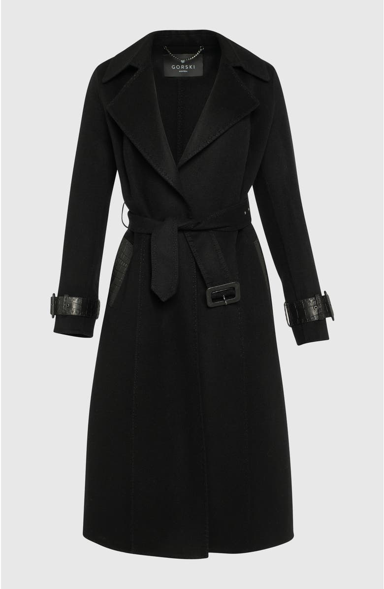 GORSKI Loro Piana Wool Blend Trench Coat, Alternate, color, Black/Black