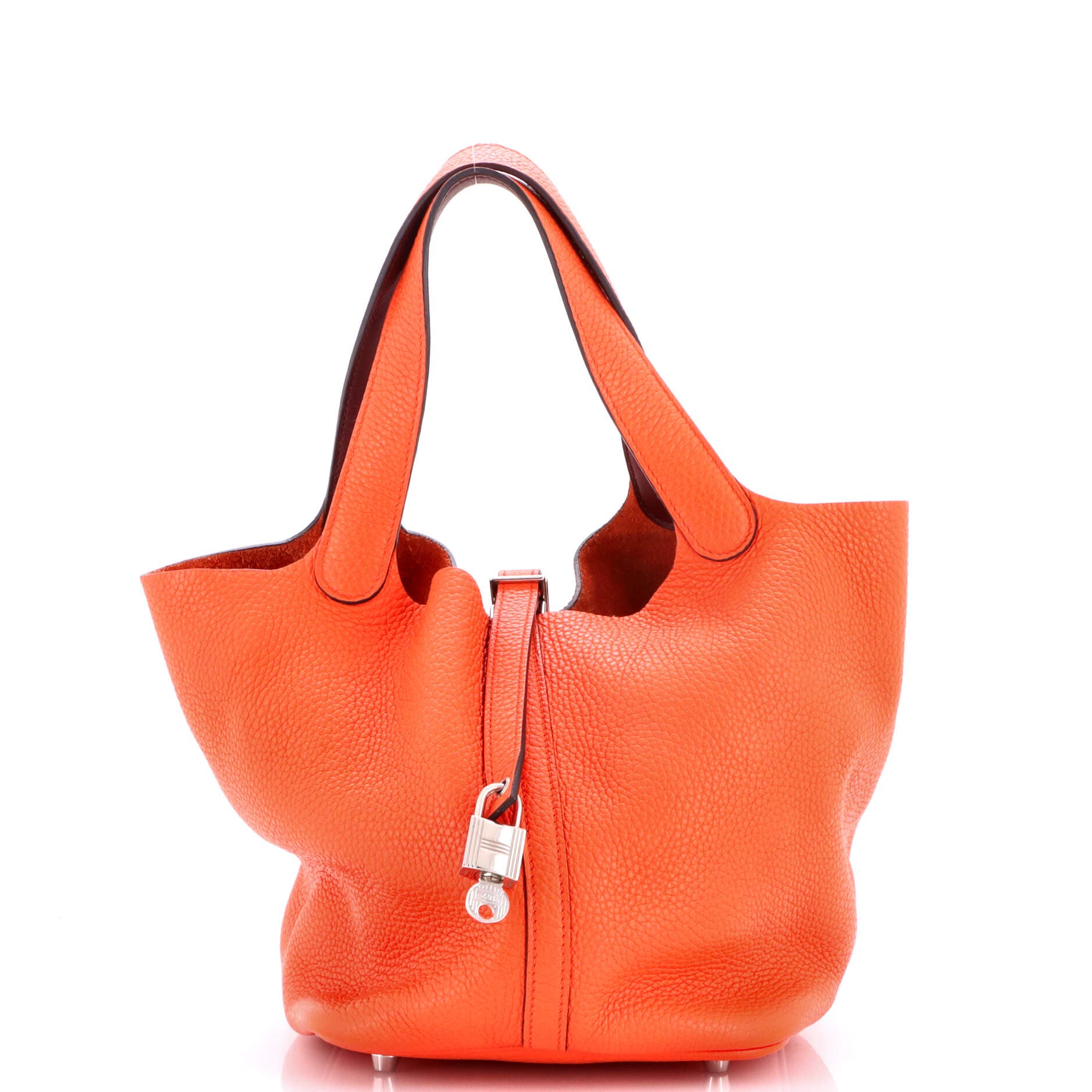 Pre-Owned Hermes Eclat Picotin Lock Bag Clemence MM, Main, color, Orange Poppy