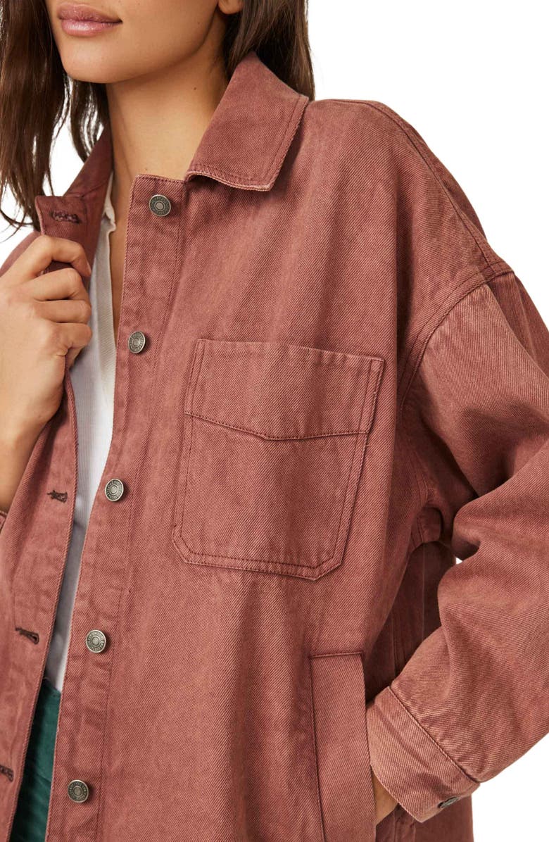 Free People Madison City Twill Jacket, Alternate, color, Chocolate Lava