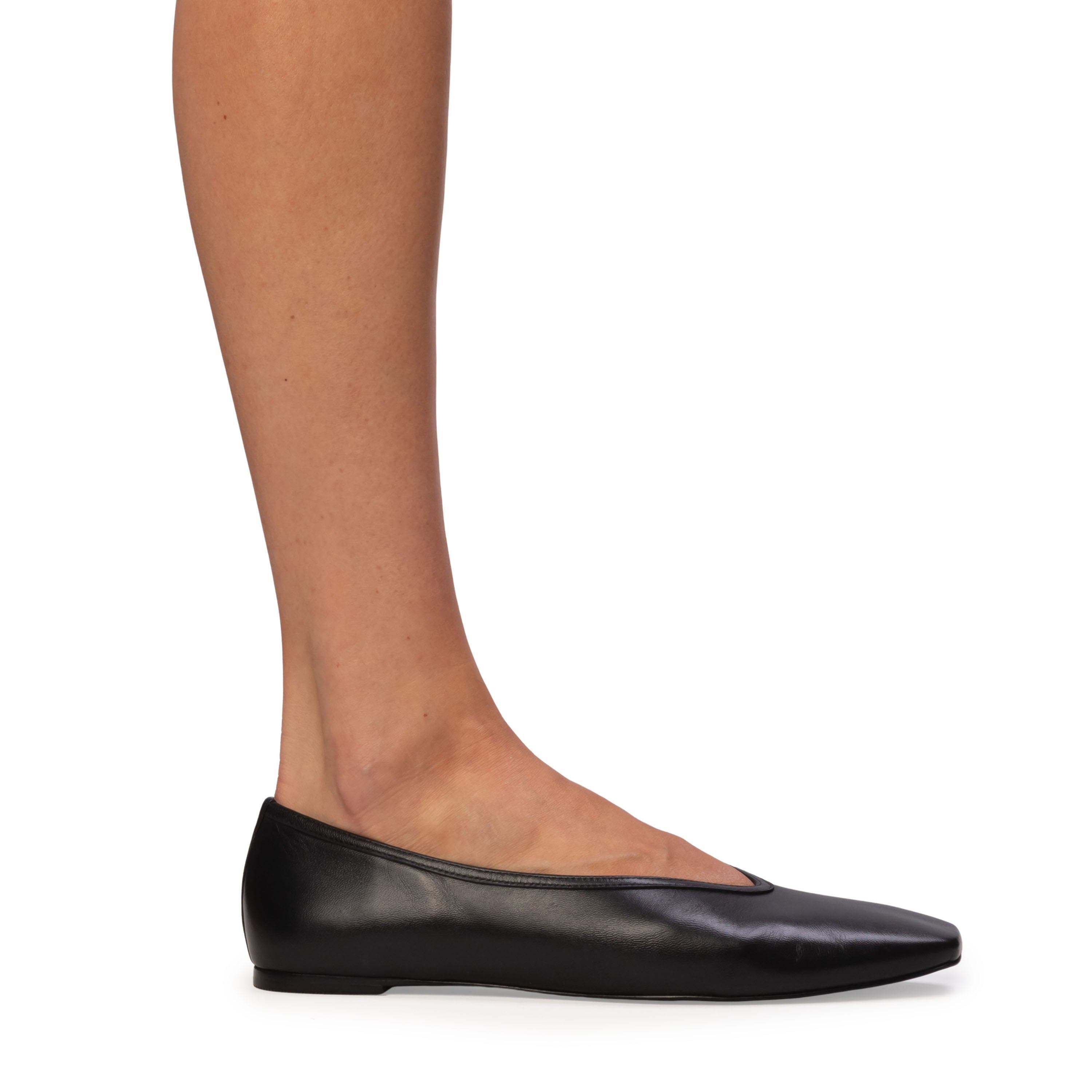 Ayra Leather Ballerina, Alternate, color, Black Leather