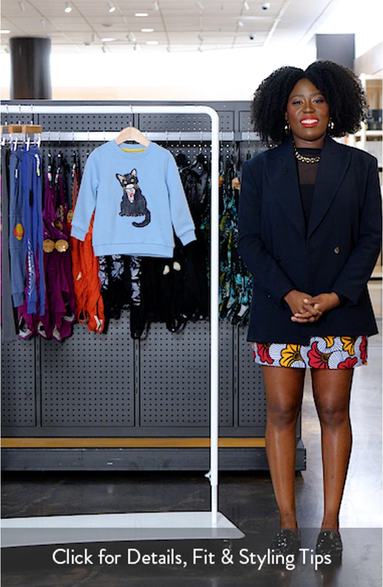 Kids' Cat Appliqué Graphic Sweatshirt, sales video thumbnail