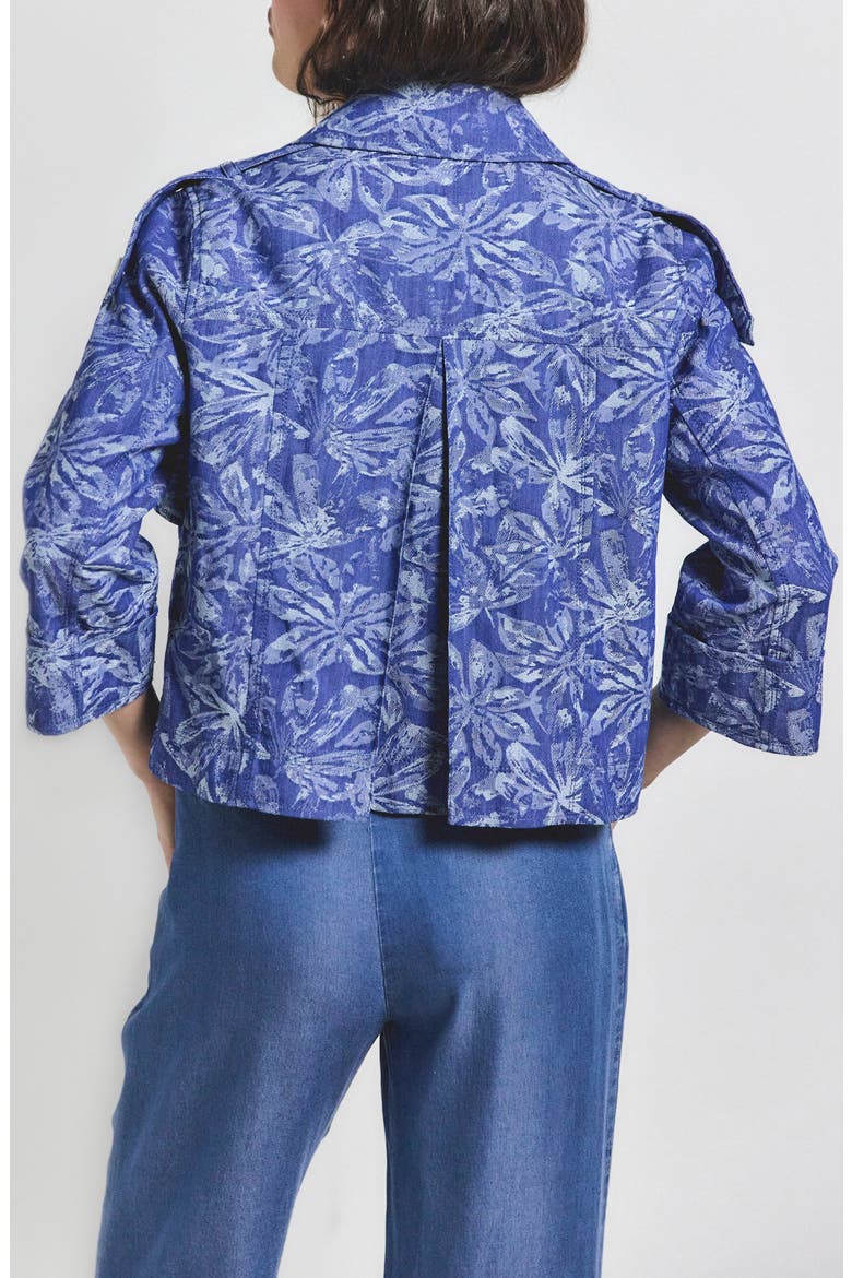 Elijah Floral Cotton Blend Double Breasted Crop Jacket, Alternate, color, INDIGO