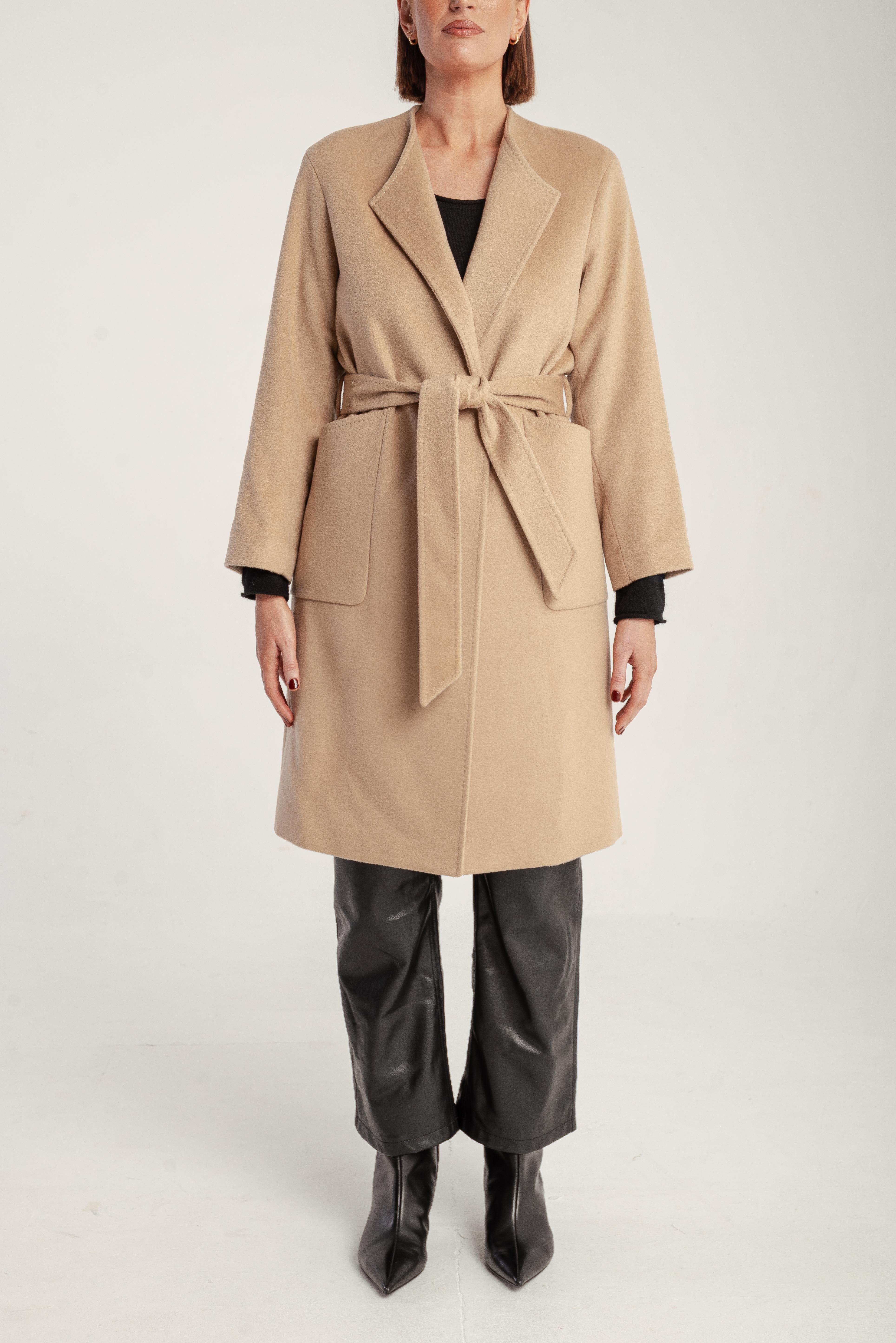 Cashmere Belted Lapel Coat - image 3