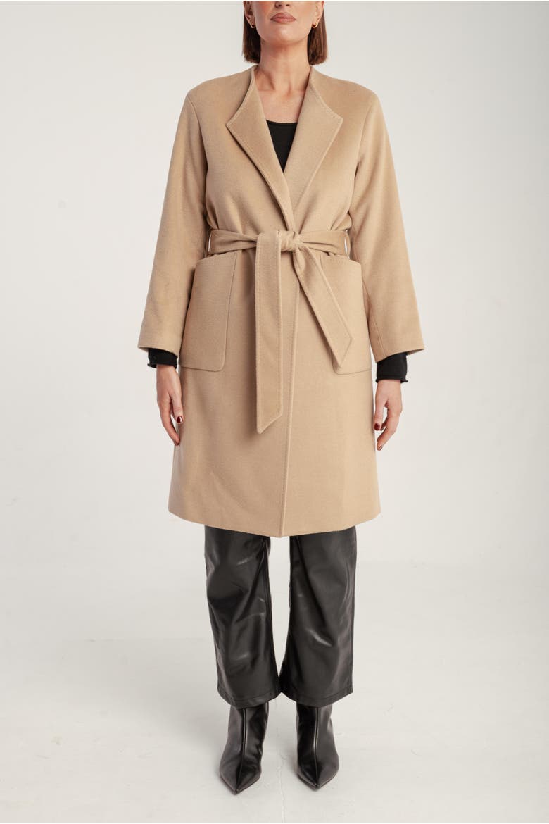 Cashmere Belted Lapel Coat, Main, color, Yellow Camel