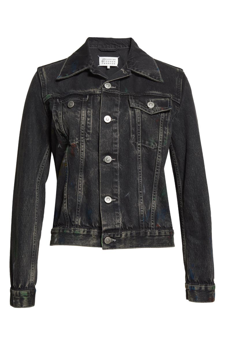 Maison Margiela Paint Splatter Denim Jacket, Alternate, color, 