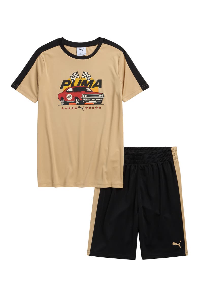 Kids' Graphic T-Shirt & Shorts Set, Main, color, SAND
