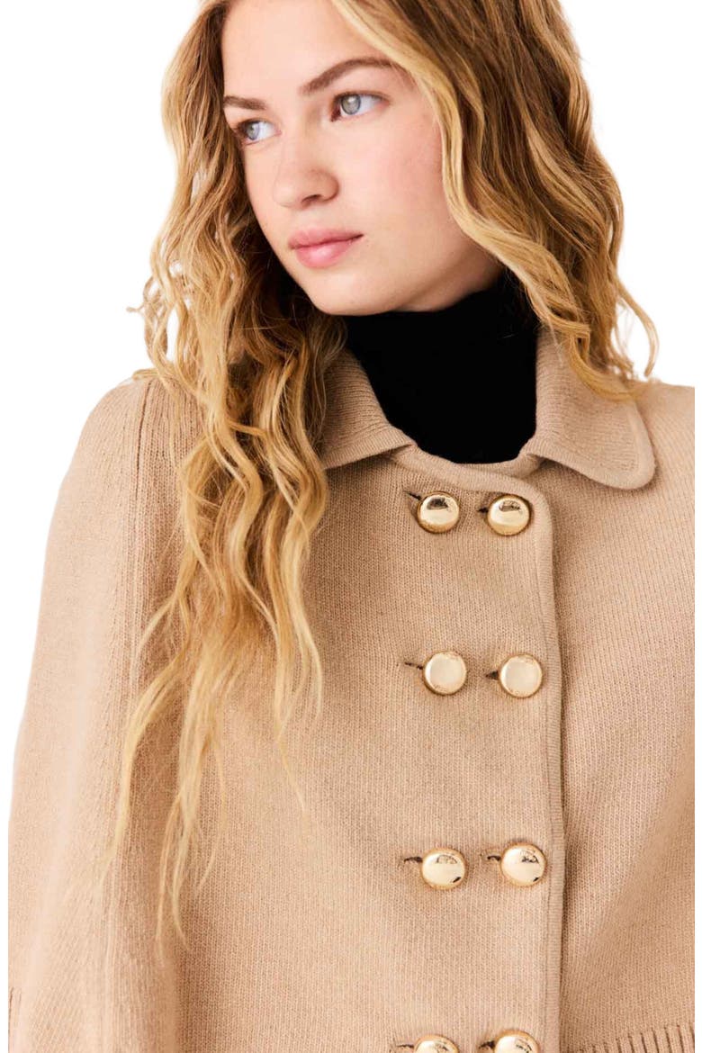 Wool blend mini cape, Alternate, color, Beige